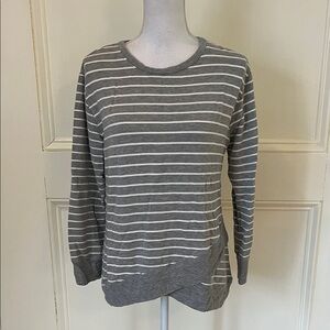 a new day Charcoal and Cream Striped Hoodie